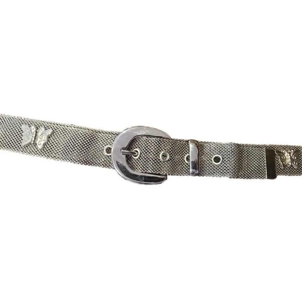 Vintage Stainless Metal Mesh Womens Belt Small Metal Chainlink Retro 27-33